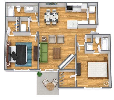 2 Bed 2 Bath Cambridge Floorplan